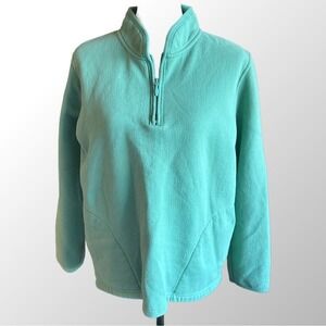 Orvis Cotton Pullover Light Green Women's Quarter Zip Pullover Sweatshirt Medium